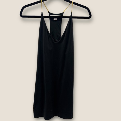 UNDERCOVER Mini abito Victoria's Secret nero collo a V con cinturini in oro taglia S