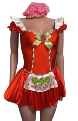 Strawberry Shortcake Fancy Red Dress Mop Hat Thigh highs stockings New Cosplay - Image 1 of 4