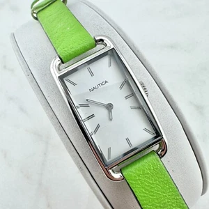 Nautica A07584L Women’s Watch Green Leather Band New Battery - Picture 1 of 14