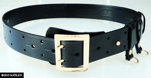 REAL NATO MILITARY ARMY OFFICER POLICE BELT NATURAL LEATHER GUN HOLSTER BULLHIDE - Picture 1 of 21