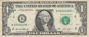 2013 Duplicate $1 STAR Note B00004688☆ FW - Picture 1 of 2