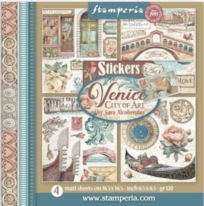 Stamperia - VENICE CITY OF ART - MATT STICKERS - 16.5 cm x 16.5 cm - 4 x SHEETS - Picture 1 of 6