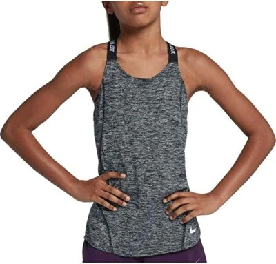 Girl's Nike Dri-Fit Just Do It Tank Top Black Grey Sz XS BQ6438010 - Image 1 of 3