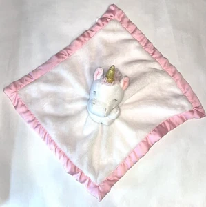 Manta para bebé CARTERS Lovey Security rosa UNICORNIO blanca rosa satinada espalda/borde - Imagen 1 de 6