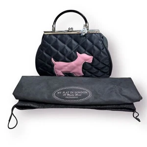My Flat In London Vintage Quilted Nylon Handbag Jan Haedrich Pink Scotty Dog - Picture 1 of 10