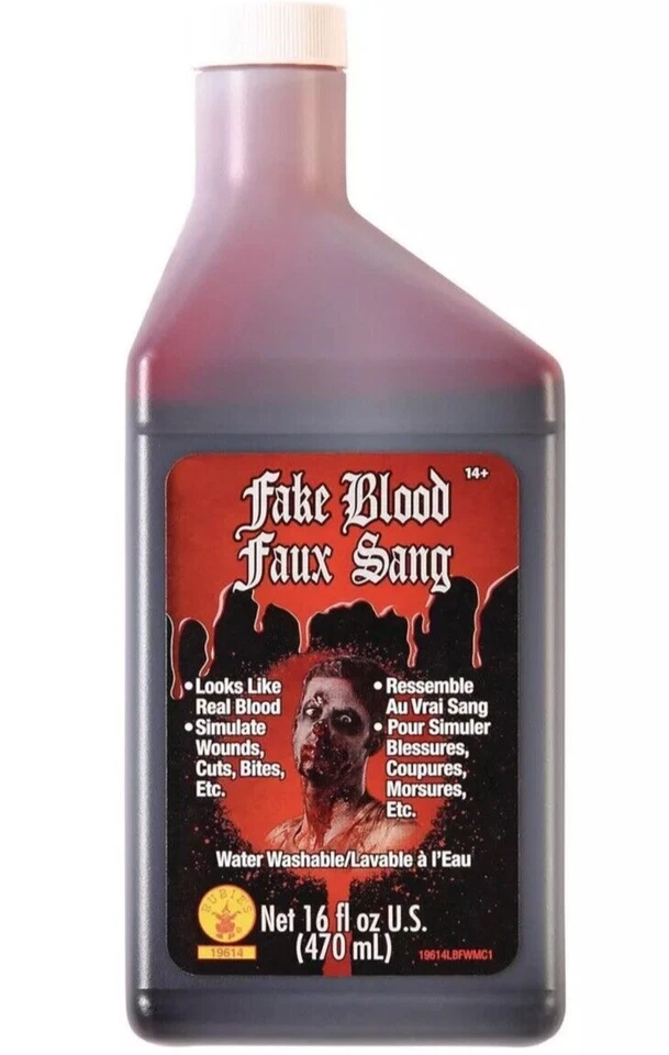 红宝石假血 16 液量盎司服装万圣节配件可水洗 — 第 1/1 张图片