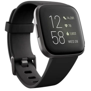 New Fitbit Versa 2 Health & Fitness Smartwatch Authentic Activity Tracker Black - Picture 1 of 8