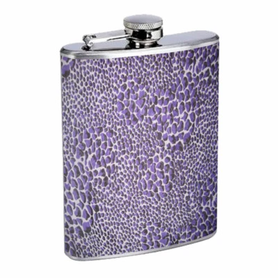 Impresiones de animales salvajes D9 frasco 8 oz acero inoxidable cadera beber reptil púrpura Foto 1 de 2