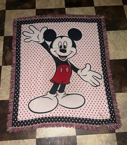 Vintage Classic Disney Mickey Mouse Tapestry Throw Woven Blanket Afghan 57x46 - Picture 1 of 11