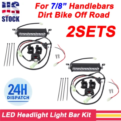 LED Headlight Light Bar Kit For Honda CRF110 CR250 CRF250R CRF450R Dirt Bike Foto 1 de 4