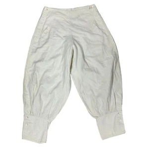 Antique Knickers 1920 1930s Deco Knee Pants Womens Ivory Linen 28 Waist - Picture 1 of 7