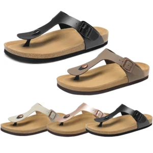 Women Arch Support Thong Sandals Soft Cork Footbed Flip Flop Beach Sandals - Picture 1 of 38