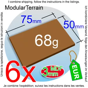 6x 3mm MDF Base 50x75mm 75x50mm 50mm 75mm Base Cavalry Tank Bike War Hammer 40k - Picture 1 of 7