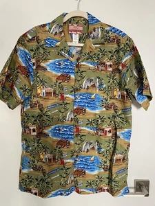 Vintage RJC Hawaiian Camp Shirt Surfing Woody Wagon USA 100% Cotton Size MEDIUM - Picture 1 of 5