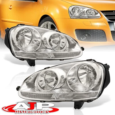 Chrome Clear OE Style Replacement Head Lights Lamps For 2005-2010 VW GTI Jetta - Изображение 1 из 4
