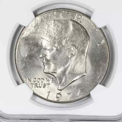 1974 D Dollar Eisenhower NGC MS-64 Struck Thru Cloth - Image 1 of 4