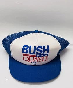 Bush Quayle Trucker Hat With Button 1992 Campaign - Picture 1 of 5