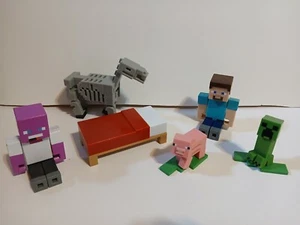 Lot of 6 Minecraft Action Figures Skeleton Horse Bed Pig Creeper bundle Mattel - Picture 1 of 9