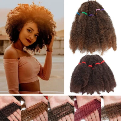 11" Afro Kinky Curly Braids Kinky Bulk For Braiding Hair Extensions As Human US - Image 1 of 4