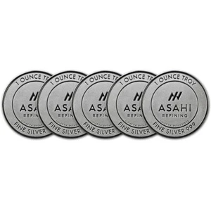 FIVE (5) 1 oz Silver Round - Asahi Lunar Snake Design .999 Fine - Picture 1 of 3