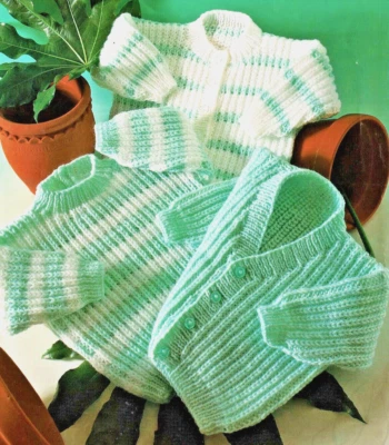 Vintage  Baby / Child Jumper & 2 Cardi's Knitting Pattern  41-56cm / 16-22"  DK - image 1 of 4