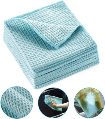 ZHIDIAN Waffle Weave Microfiber Cleaning Cloth Towel Rag Car Polishing No Scratch 8 Pack