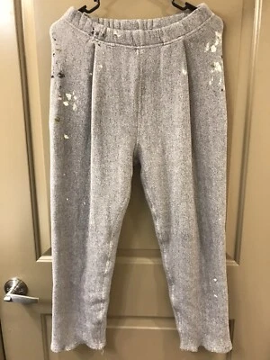 raquel allegra painted grey distressed sweatpants sz 0 (item A56) - Image 1 of 4