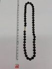 Echtstein-Halsketten aus schwarzem runden Onyx-Steinen, 22 cm Länge