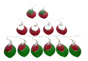 Orecchini Natalizi Scala Mail Orecchie Traforate Rosso Verde Gancio Retro Gioielli Luce con - Foto 1 di 6