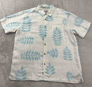 Quicksilver Watermelon Men Shirt 2XL White Blue Leaves Comfort Fit Slit Sides - Picture 1 of 18