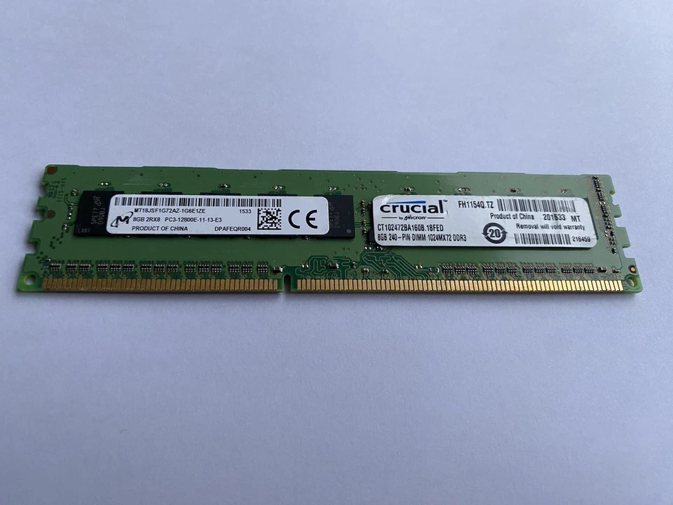 2 X 8GB   DDR3  PC3-12800  1600MHz  ECC Unbuffered UDIMM Workstation Microserver - Image 1 of 4