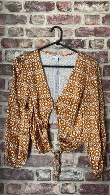 Topshop Boho Floral 70’s Tie Around Crop Top Size 14 - Image 1 of 4