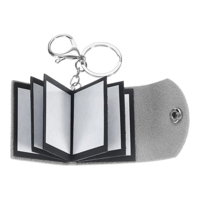 Personalized Leather Mini Photo Album Keychain with 10 Pictures, Gray - Image 1 of 4