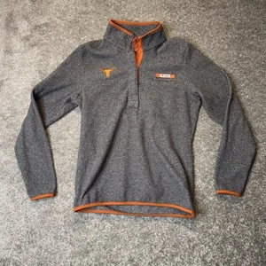 Pullover polar Texas Longhorns Columbia PFG gris naranja ribete talla M 1/4 botón - Imagen 1 de 9
