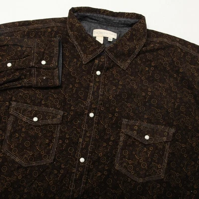 The Territory Ahead Shirt Mens 2XL Brown Paisley Corduroy Western Pearl Snap - Image 1 of 4