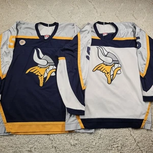 Vintage CCM Game Used High School Hockey Jersey Hand Stitched Vikings Logo Sz XL - Picture 1 of 24