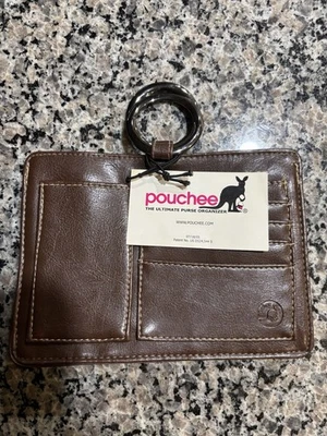 Bolso Pouchee Monedero Bolsillos Cremallera Organizador Marrón 7x5x3” Appx Imitación Cuero Foto 1 de 4