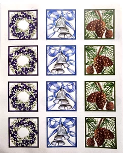 Christmas Squares Bells Pinecones Wreath Creative Memories Stickers - Picture 1 of 1