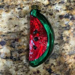  Rebanada de sandía de vidrio vintage adorno de Navidad retro - Imagen 1 de 5