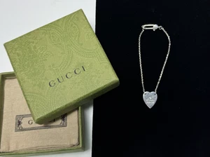 Gucci Sterling Silver 925 Gucci Heart Chain Bracelet - Picture 1 of 4