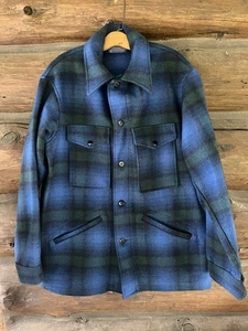 Vintage 70s Pendleton Wool Chore Jacket Large Plaid Mackinaw Cruiser USA Made - Picture 1 of 4