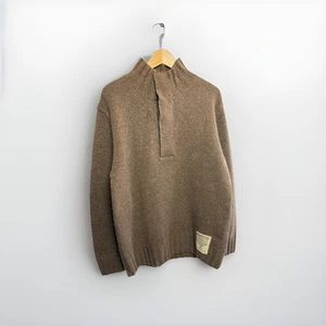 Nigel Cabourn Utility Maglione Uomo Grande 100% Lana Pullover Marrone - Foto 1 di 13