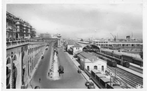 Postcard Alger Algeria View of Boulevard de la République and the Train Station - Bild 1 von 2
