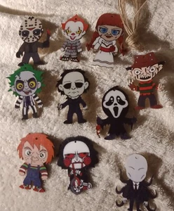 ¡Adornos de Navidad de madera de iconos de terror! Freddy, Chucky, It Clown, Jason Nuevo  - Imagen 1 de 3