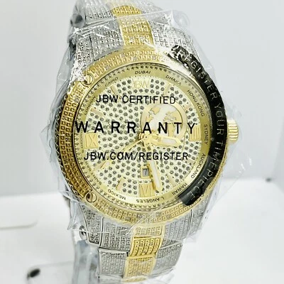 NEW JBW Men’s Jet Setter Two Tone Diamonds Time Zone 45mm Steel Watch J6370D - Image 1 of 4
