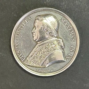Médaille en argent, Pape Pius IX, signée Girometti - Picture 1 of 4