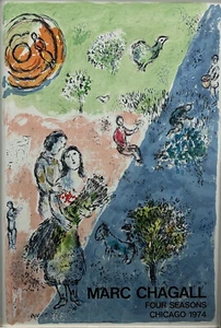 ORIGINAL Marc Chagall Four Seasons Color Lithograph Poster, 1974 UNFRAMED  - Picture 1 of 2