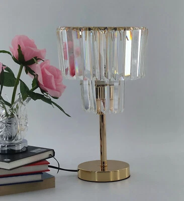 Luxurious Crystal Table Lamp Equisite Bedside Nightstand For Bedroom/Gold - image 1 of 4