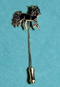 Vintage Black And Goldtone Unicorn Stick Hat Pin - Picture 1 of 7