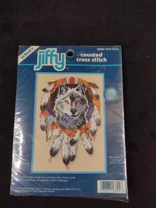 Vintage neu in Verpackung Wolf Spirit gezähltes Kreuzstich-Set #16694 Sonnenuntergang Jiffy Abmessungen 5 x 7 - Bild 1 von 6